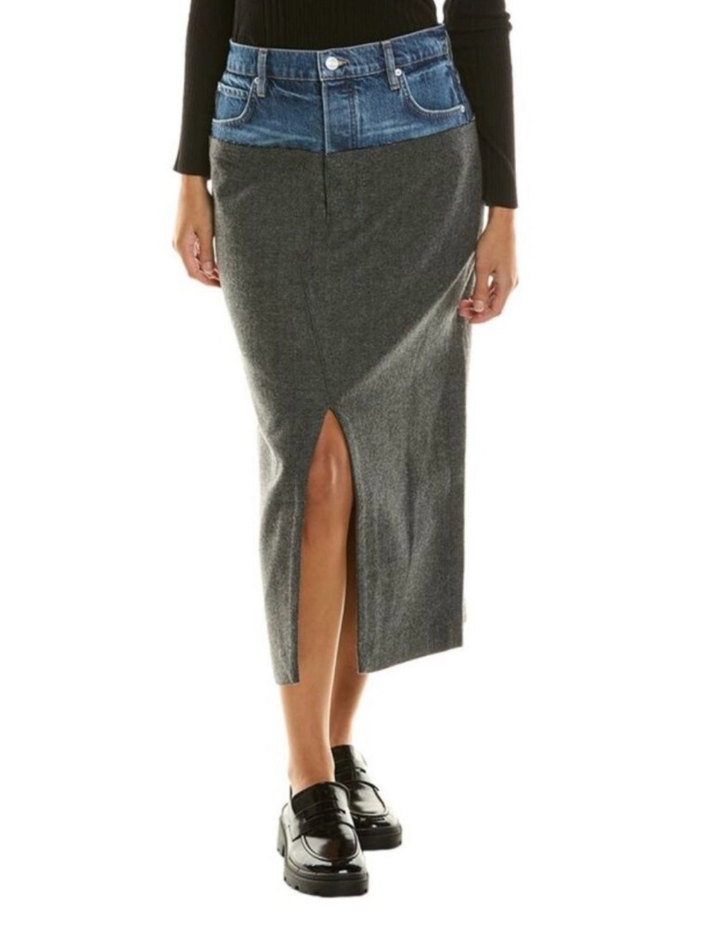 Frame Denim Womens Le Mix Midaxi Skirt Blue